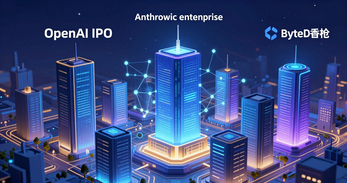 Digital illustration representing the AI enterprise arms race with data centers and neural networks