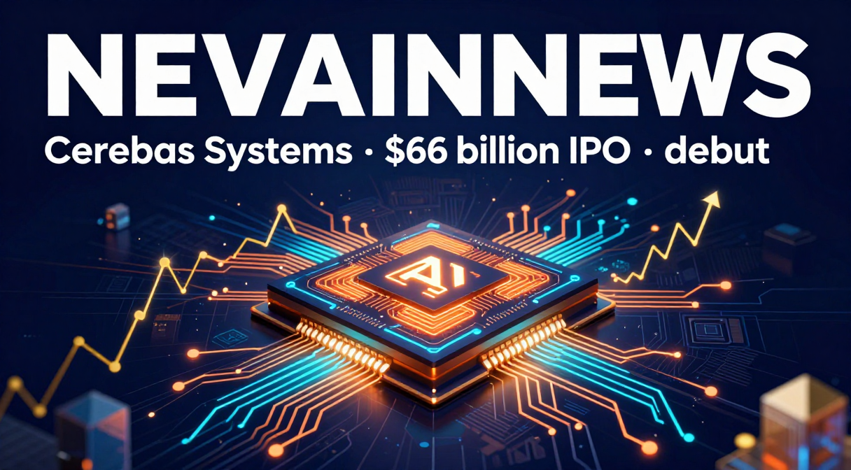 A futuristic silicon AI microchip glowing on a wafer with data center servers and holographic financial overlays